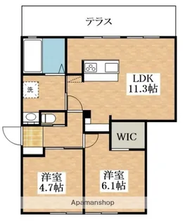 菊水ハイツB棟【1階】の間取り
