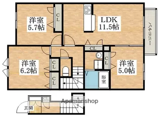 ラ・フルール【2階】の間取り