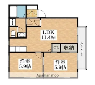 菊水ハイツA棟【2階】の間取り