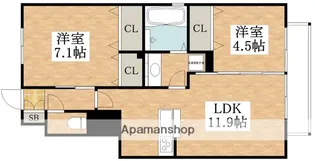 セジュール和の郷 A棟【1階】の間取り