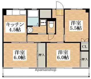 ビレッジハウス城蓮寺1号棟【5階】の間取り