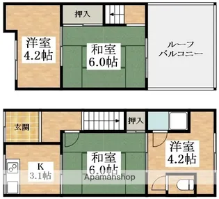 大阪府松原市三宅西2丁目【テラスハウス】の間取り