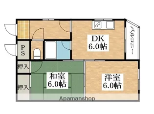 湯里ハイツCD棟【4階】の間取り