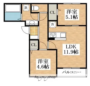 PINO SOLANA【1階】の間取り