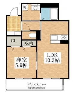 ブルーメ平野西【3階】の間取り