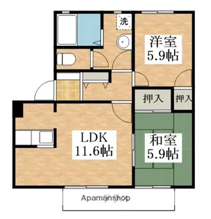 鍵田ハイツ【1階】の間取り