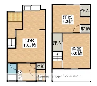 大阪府松原市三宅西2丁目【テラスハウス】の間取り