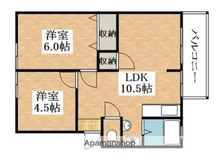 2LDKの間取り画像