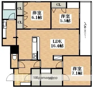 フレシア天王寺 北棟【2階】の間取り
