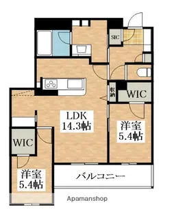 フレシア天王寺 南棟【2階】の間取り