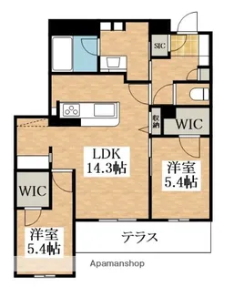 フレシア天王寺 南棟【1階】の間取り