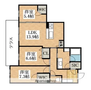 フレシア天王寺 南棟【3階】の間取り