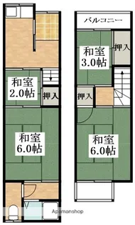 大阪府大阪市東住吉区住道矢田1丁目【テラスハウス】の間取り