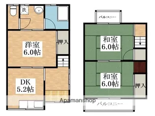 大阪府松原市天美南2丁目【テラスハウス】の間取り