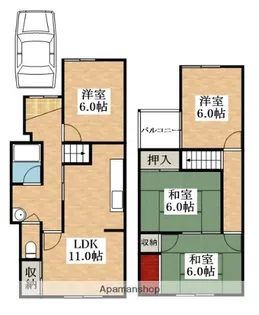 大阪府松原市三宅中3丁目【一戸建】の間取り