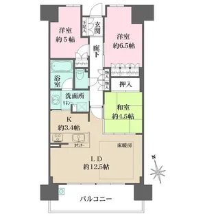 BELISTA夕陽ヶ丘【5階】の間取り