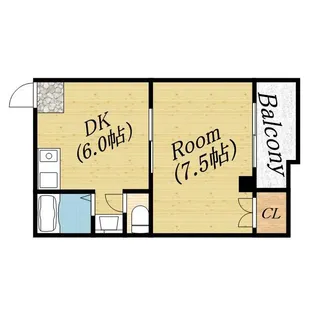 1DKの間取り画像
