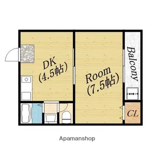 1DKの間取り画像