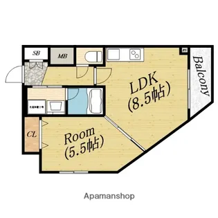 1LDKの間取り画像