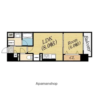 AMKレフィナード中宮【6階】の間取り