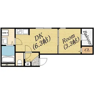 ハーモニーテラス関目【3階】の間取り