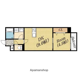 ドゥエリング森小路【1階】の間取り