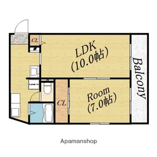 キューブ森小路【4階】の間取り