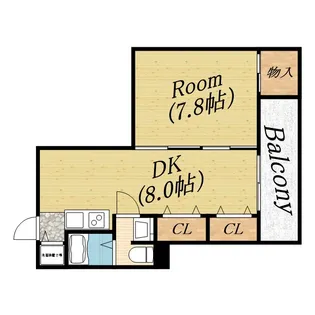 1DKの間取り画像