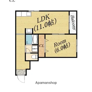 フリーディオ中宮【4階】の間取り