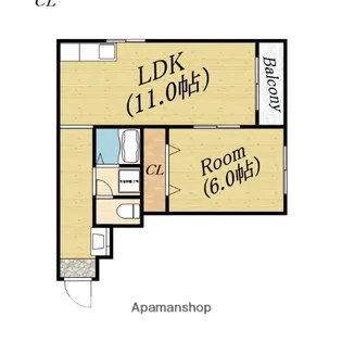 フリーディオ中宮【1階】の間取り