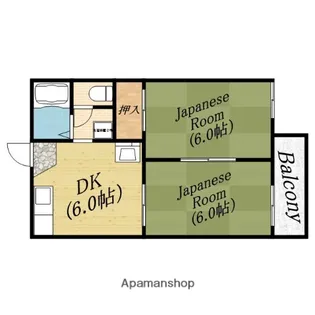 ハイツアサヒB棟【1階】の間取り