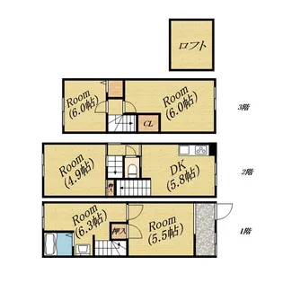 大阪府大阪市旭区清水2丁目【一戸建】の間取り