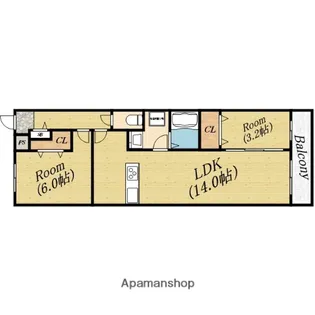 ディアス太子橋【3階】の間取り