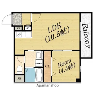 フォレスタ太子橋今市【4階】の間取り