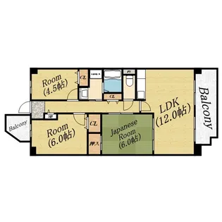 大阪府大阪市旭区高殿3丁目【マンション】の間取り