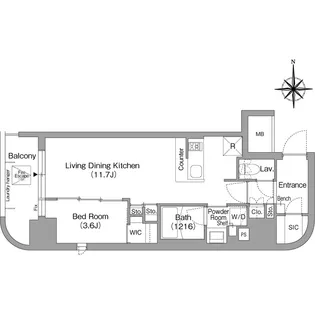 1LDKの間取り画像