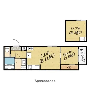 スクエアウッドオオミヤ【1階】の間取り