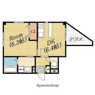 リバーパーク中宮【1階】の間取り