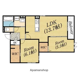 スペチアーレ中宮【1階】の間取り