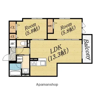 クラシスト高殿【1階】の間取り