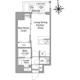コンフォリア・リヴ桜川ソルテラス【0802号室】の間取り
