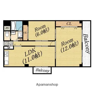 クローバーハイツ森小路一号棟【9階】の間取り