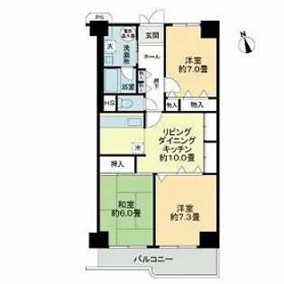 泉北星和台コーポラス【3階】の間取り