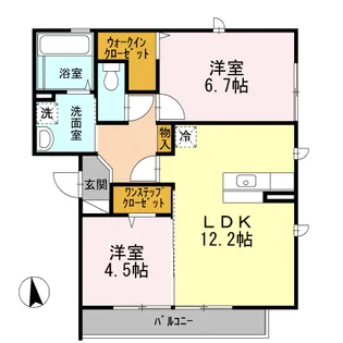 ガーデンコート金岡 A棟【2階】の間取り