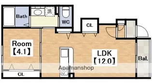 LIBER【102号室】の間取り
