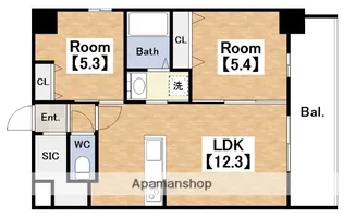ブループラス針中野【9階】の間取り