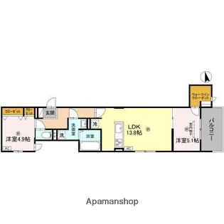 大阪府大阪市住吉区我孫子西2丁目【アパート】の間取り
