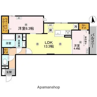 大阪府大阪市住吉区清水丘2丁目【アパート】の間取り