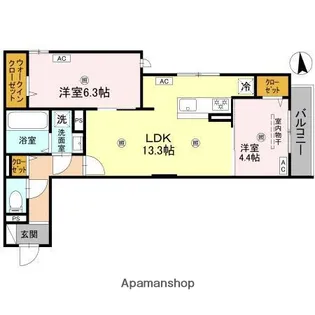 大阪府大阪市住吉区清水丘2丁目【アパート】の間取り