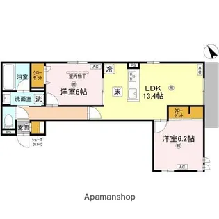 大阪府大阪市住吉区我孫子2丁目【アパート】の間取り